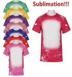 Whole Sublimation Bleached Shirts Heat Transfer Blank Bleach Shirt Bleached Polyester TShirts US Men Women Party Supplies Z111552996
