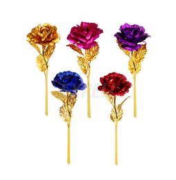 Fashion 24k Gold Foil Plated Rose Creative Gifts Lasts Forever Rose for Lover039s Wedding Christmas Valentine039s day presen7196083