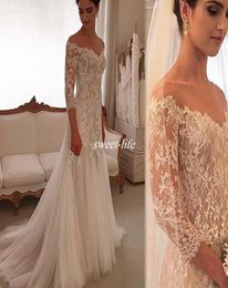 Vintage 2020 Wedding Gowns Sheath Lace Tulle Sheer Neck Custom Made Bridal Dress Vestido De Noiva Princess Wedding Dresses4575435