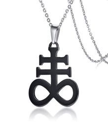 Wiccan Jewelry Alchemical Symbol for Sulfur Church of Satan Satans Pendant Stainless Steel Necklace Black Plated Inversible4297609