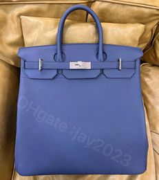 10S Fully handmade tote bag designer bag Classic Luxury Clamshell 40/50cm custom Imported clemence leather Exquisite beeswax thread hand sewing with box