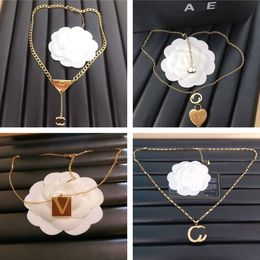 Luxury 18k Gold-Plated Necklace Brand Design Elegant Charming Womens Design High-End Necklace High-Quality Pendant Boutique Gift Necklace