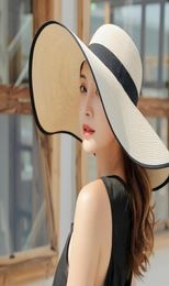 Wide Brim Hats Designer Ladies Big Beach Hat Women Floppy Straw Sun Summer Cooling UV Protection Whole Dropshippong7962545