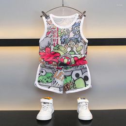 Clothing Sets 2pcs/ Summer Fashion The Cartoon Character Divides Mirror Type Print Sports Net Cloth Vest Shorts/2-7Y