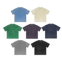 Men's T-Shirts Wax dyed and washed blank shirts H240508