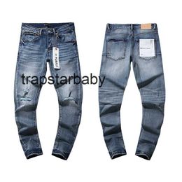 2024ss Street Trend Purple Jeans with ripped and cut design straight leg