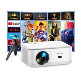Projectors TOPTRO X6 Projector 1080P Full HD Portable Projector 600ANSI Android 9.0 Projector WiFi6 Bluetooth Home Theatre Outdoor Projector J240509