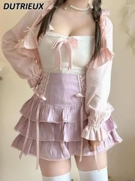 Skirts Sweet Pink Cake Short Skirt Women's Spring And Autumn 2024 High Waist Figure Flattering Puffy Blue A- Line Mini