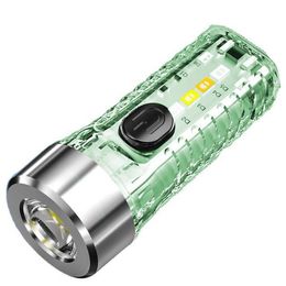 Pocket Mini LED Flashlight USB Rechargeable Portable Waterproof White Light Keychain Torch Super Small Lanterna With Battery