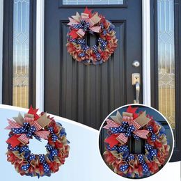 Decorative Flowers Patriotic Wreath For Front Door 4th Of July Independence Day Artificial Wedding Outdoor