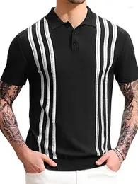 Men's Polos Summer Polo Shirt With Striped Collar And Short SleeveS