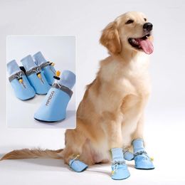 Dog Apparel 4pcs/set Pet Shoes Reflective Waterproof Boots Warm Snow Rain Pets Booties Anti-slip Socks Footwear For Medium Large