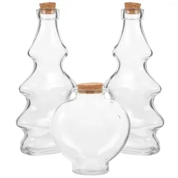 Storage Bottles 3 Pcs Origami Paper Glass Microlandscape Bottle Mini Cork Heart-shaped Craft Transparent Drift