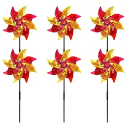 Garden Decorations 6 Pcs Decorate Rainbow Windmill Pinwheel For Decorative Craft Yard Wind Decor And Child