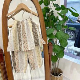 Clothing Sets Children's Set Summer Product Korean Style Cute Fragmented Flower Girl's Sling Top Capris Baby Girl Outfit