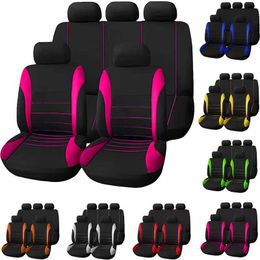 Car Seat Covers Auto Parts Car Seat Cover Polyester Fabric 2/4/9 Piece Set Four Season Universal Front/Rear Car Seat Cushion T240509