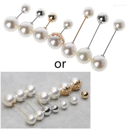 Brooches Double Faux Pearl 7x Shawl Safety Pins For DIY Hat Bag Clothes 634D