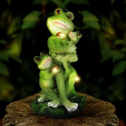 Shumi Solar Garden Statues Frog Decor with Lights, Yard Decorations Outdoor Figurines Patio Porch Lawn Decor, Unique Housewarming&garden Gifts for Women Mom