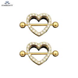 Nipple Rings 2PCS Rose Gold Full Colour Stainless Steel Nickel Cover Body Jewellery 3-Color CZ Nickel Ring Perforated Jewellery Punk Y240510