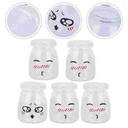 Storage Bottles Yoghurt Jars Glass Pudding With Lid For Yoghourt Jam Cartoon HeatResistant Class Bottle Mousse Jelly Wedding Lids