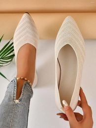 Casual Shoes Women's Pointed Toe Flat Office Boat Solid Color Knitted Slip On Breathable Ballet Flats Women Loafers