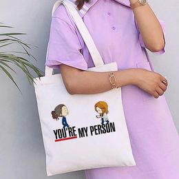 Shopping Bags Greys Anatomy You're My Person Shopper Bag Hip Hop Cartoon Print Girls Fashion Casual Women Shoulder Handbag