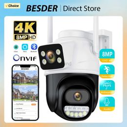 IP Cameras 8MP 4K PTZ WiFi IP Camera Security Protection Dual Lens Screen Colour Night Vision Automatic Tracking CCTV Monitoring Camera ICSEE Application d240510