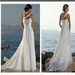 2019 New Cheap Under 100 Beach Wedding Dresses Halter Chiffon Long Bridal Gowns Lace Up Elegant White Foraml Wear Formal Party Gowns 13 272A
