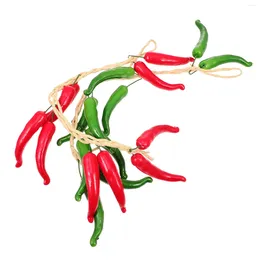Decorative Flowers 2 Pcs Plastic Fruit Simulated Pepper Chilli Hanging Ornament Wreath Fake Hangings