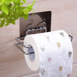 2023 Self-adhesive Stainless Steel Traceless Toilet Tissue Paper Holder Shelf Bathroom Kitchen Roll Paper Holder No Drill Shelf