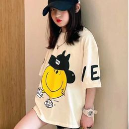 T-shirts 2023 Summer Girls Fashion Cartoon Long T-shirt Baby Youth Childrens Top Childrens Street Clothing Big Girls Clothing Cotton 5-14 YearsL2405