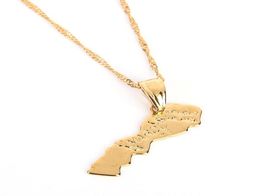 Maroc Map Pendant Necklace Gold Color Fashion Jewelry For Women Men Morocco Lettering Map Necklaces7156451
