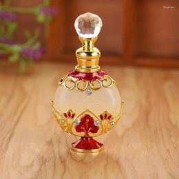 Storage Bottles 1pcs 10ml Flat Perfume Bottle Middle East Dubai Features Luxury Metal Crystal Essential Oil