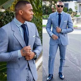 Light Gray Tuxedos Wedding Suit Business Bridegroom Blazer Best Men Groomsmen Groom Suits Jacket Pants Custom Made 0510