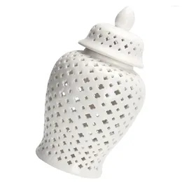 Storage Bottles Home Supplies Decorative Flower Vase Ceramic Hollow Pot Desktop Ornament Arrangement Holder White