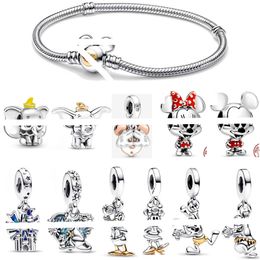 New Anniversary Mouse Bracelet for women Disne Castle Golden Duck Fly Pig Charm Pendant DIY Fit Pandoras Designer Bracelet Necklace Jewelry Gift