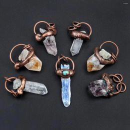 Pendant Necklaces Natural Crystal Citrine Clear Quartz Aquamarine Raw Rough Antique Copper Vintage DIY Necklace Bracelet Earring Jewellery