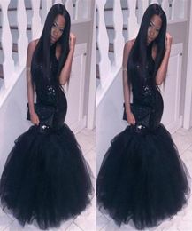 Sexy Cheap Black Long Mermaid Prom Dresses Sequins Sparkle Halter Backless Long Plus Size Formal Party Gowns Evening Dress Vestios6692728