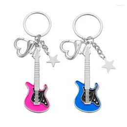 Keychains Punk Guitar Star Pendant Keychain Simple Y2K Charm Purse Bag Car Keyring Gift For Couple Boyfriend