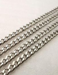 5pcs Lot 5mm8mm 24039039 stainless steel silver shiny curb chain necklace Mens Fashion cool jewelry gifts high quality shin3211041