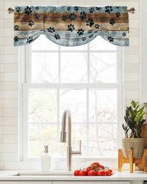 Curtain Retro Wooden Board Claw Window Living Room Kitchen Cabinet Tie-up Valance Rod Pocket