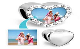 Alloy Customised blank heart photo bead Metal birthstone crystal European Charms Fit Chamilia Biagi Bracelet8543871