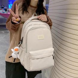 Backpack Womens Fashion Cute Nylon Lady Mochila School Bag For Teenager Girls Kawaii Waterproof Travel Rucksack Black