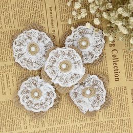 Decorative Flowers 5pcs 7cm Vintage Natural Jute Burlap Hessian Flower Lace Ribbon Wedding Decoration Rustic Mariage Dress