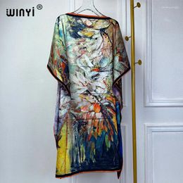 Ethnic Clothing WINYI Beach Dress High Quality Boho Print Elegant Maxi Women Evening Party Kaftan Abaya Muslim Woman Dubai Luxury