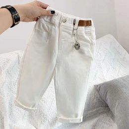 Шорты мальчики и женские брюки весна и осенние детские детские брюки корейские хлопковые брюки малыш белые эластичные штаны2405