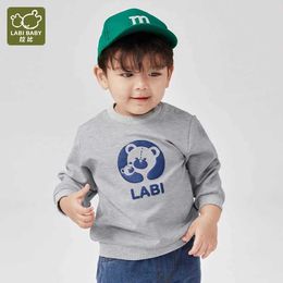 T-shirts LABI BABY Long Sleeve Sportswear Autumn Casual Sweatshirt Baby Tops Boys Girls Kids Pullover Clothing Outerwear Grey WhiteL2405
