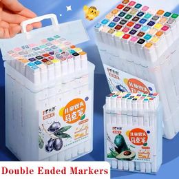 Childrens Marker Set 12 24 36 48 Colours Double Ended Drawing Student Stationery Manga Painting School Art Supplies 240430