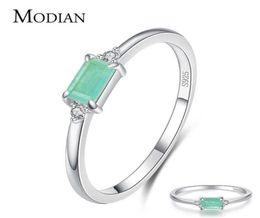 Modian Charm Luxury Real 925 Stelring Silver Green Tourmaline Fashion Finger Rings For Women Fine Jewellery Accessories Bijoux 210612791622