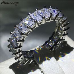 choucong Eternity Ring Princess cut Diamond 925 Sterling Silver Engagement Wedding Band Rings for women men Jewelry 266S